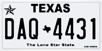 TX license plate DAQ4431