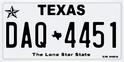 TX license plate DAQ4451