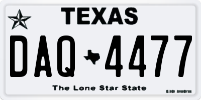 TX license plate DAQ4477
