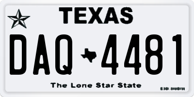 TX license plate DAQ4481