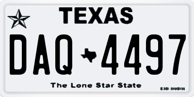 TX license plate DAQ4497