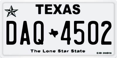 TX license plate DAQ4502