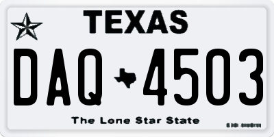 TX license plate DAQ4503