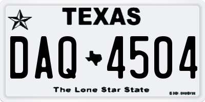 TX license plate DAQ4504