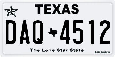 TX license plate DAQ4512