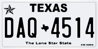 TX license plate DAQ4514