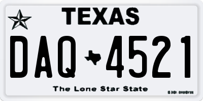 TX license plate DAQ4521