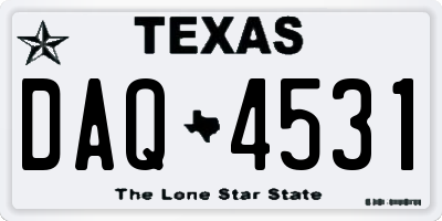 TX license plate DAQ4531