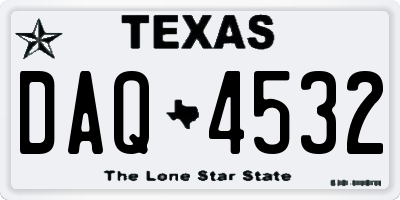 TX license plate DAQ4532