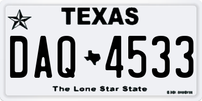 TX license plate DAQ4533