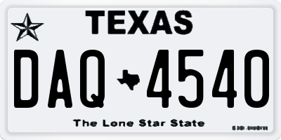 TX license plate DAQ4540