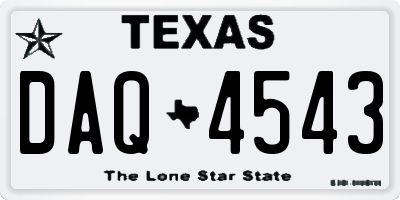TX license plate DAQ4543