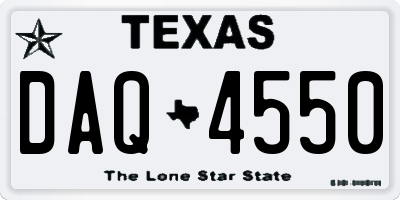 TX license plate DAQ4550