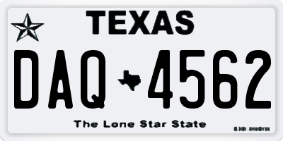 TX license plate DAQ4562