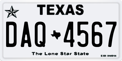 TX license plate DAQ4567