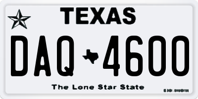 TX license plate DAQ4600