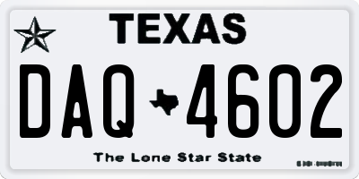 TX license plate DAQ4602