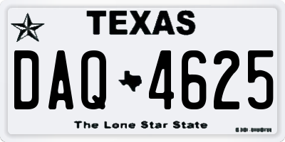 TX license plate DAQ4625