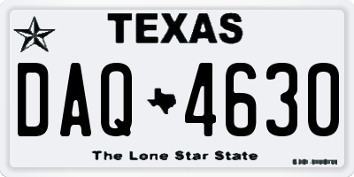 TX license plate DAQ4630