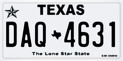 TX license plate DAQ4631