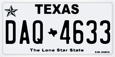 TX license plate DAQ4633