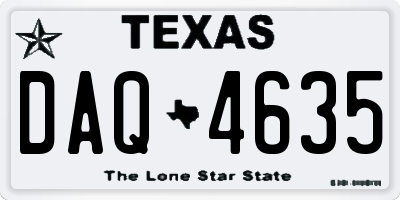 TX license plate DAQ4635