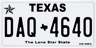 TX license plate DAQ4640