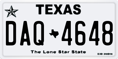 TX license plate DAQ4648