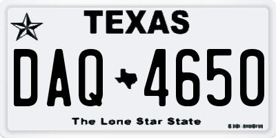 TX license plate DAQ4650