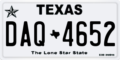 TX license plate DAQ4652