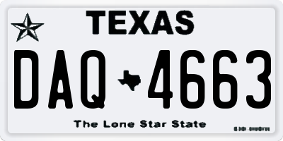 TX license plate DAQ4663