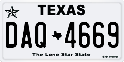 TX license plate DAQ4669