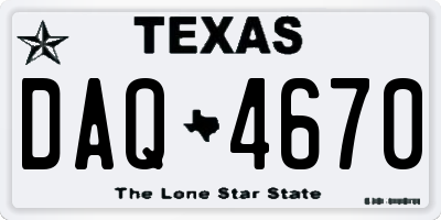 TX license plate DAQ4670