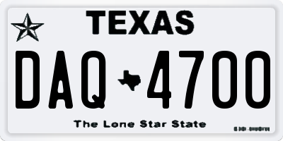 TX license plate DAQ4700