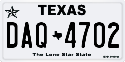 TX license plate DAQ4702