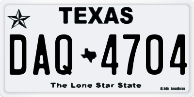 TX license plate DAQ4704