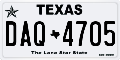 TX license plate DAQ4705