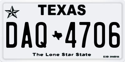 TX license plate DAQ4706