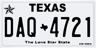 TX license plate DAQ4721