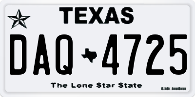 TX license plate DAQ4725