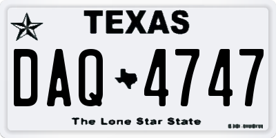 TX license plate DAQ4747