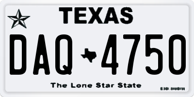 TX license plate DAQ4750
