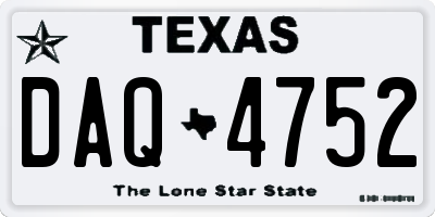 TX license plate DAQ4752