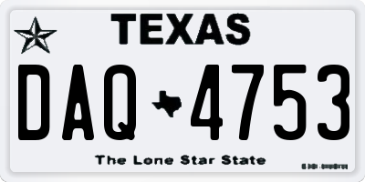 TX license plate DAQ4753