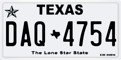 TX license plate DAQ4754