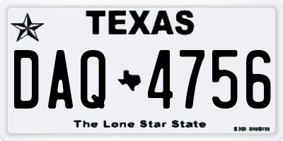 TX license plate DAQ4756