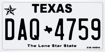 TX license plate DAQ4759