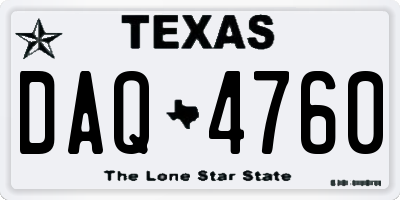 TX license plate DAQ4760