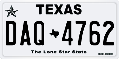 TX license plate DAQ4762