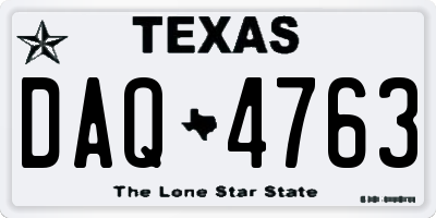TX license plate DAQ4763